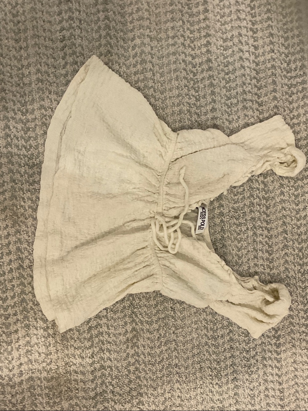 Princess Polly Cream Textured Drawstring Crop Top